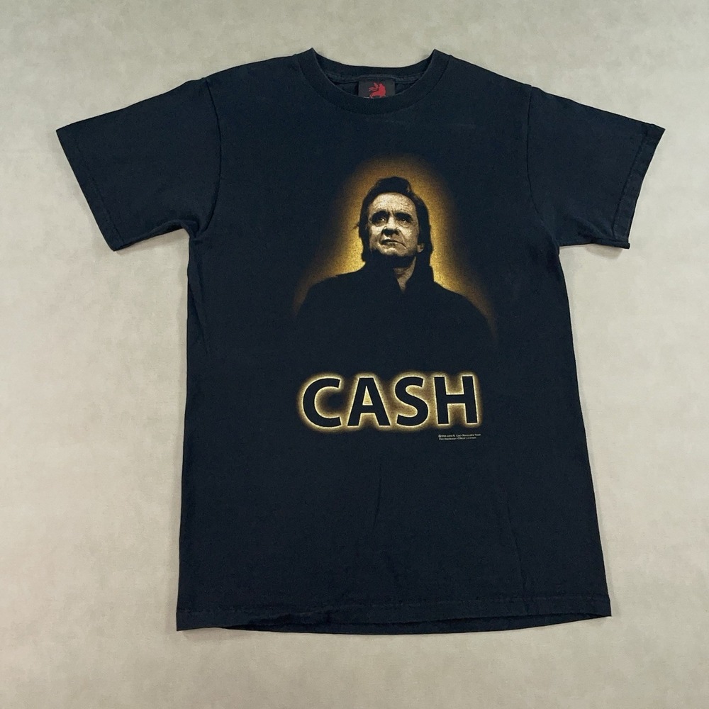 Vintage Johnny Cash T-Shirt Mens Small Black Zion Rootswear 2004 Country Music